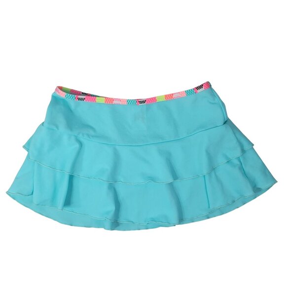 Cat & Jack Girls Swimsuit Set Pink Blue Medium Bikini Skirt Cover Stripe 3 Piece - Picture 14 of 16